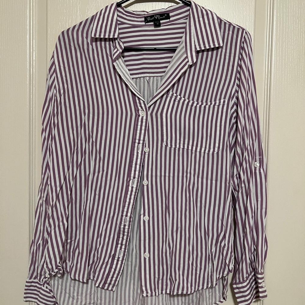 Velvet Heart Lavender and White Striped Shirt